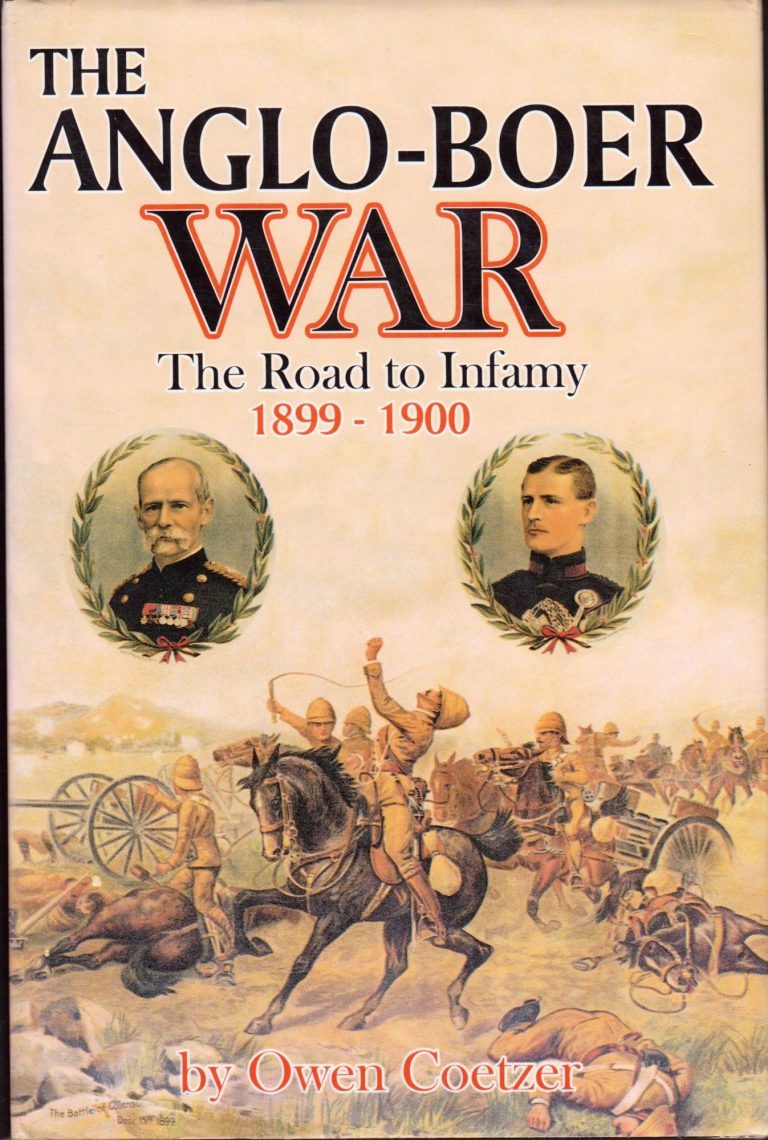 Cover of a book about the Anglo-Boer War, featuring two portraits and historical imagery.